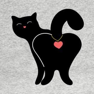 Cat with Heart Necklace T-Shirt